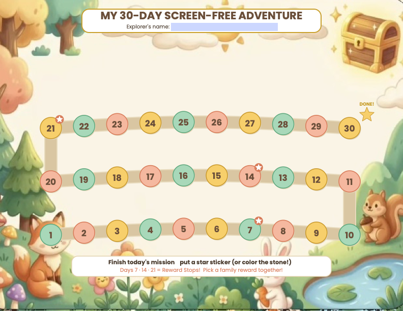 The Star Chase — 30-Day Adventure Map